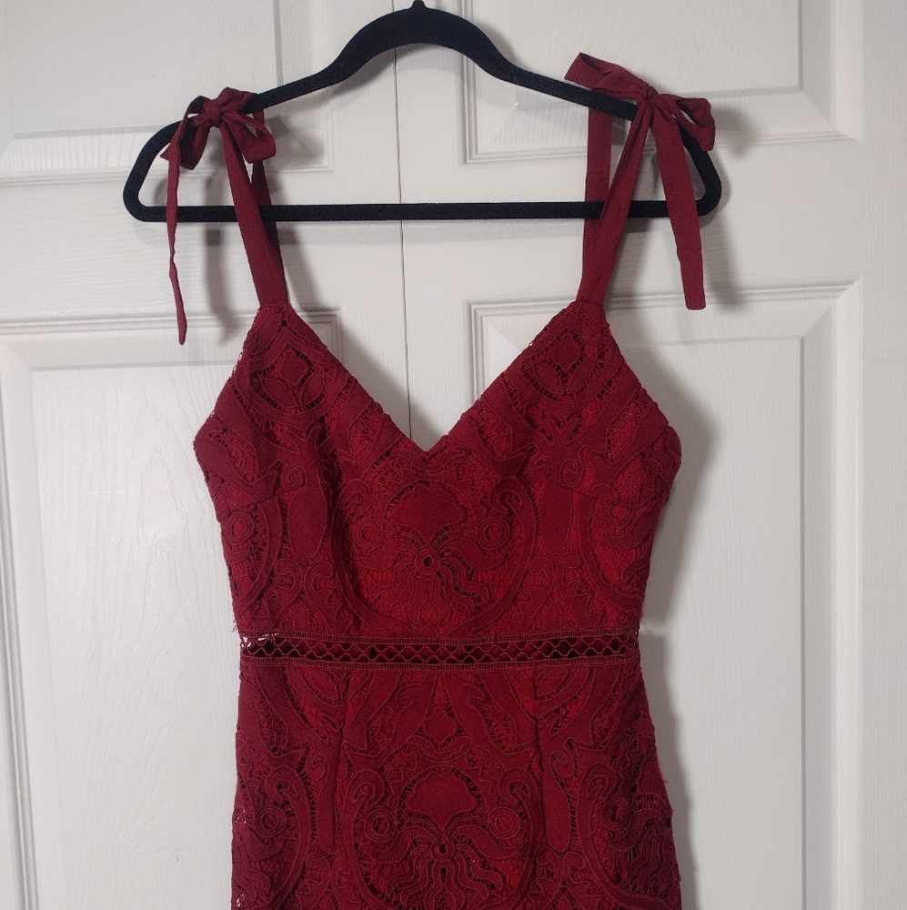 Two Sisters the Label Red Lace Valentina High Low Midi Dress Size 4 - Picture 6 of 16